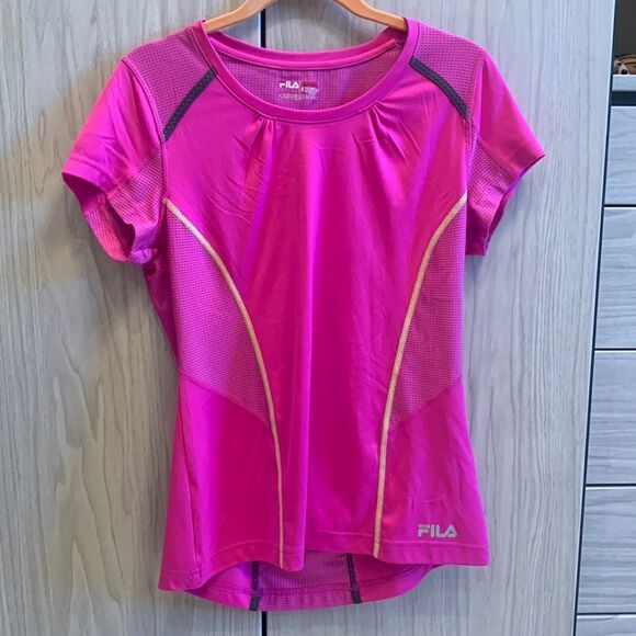 FILA Sport Pink Running Athletic Tee Shirt pocket Sz M - Picture 2 of 9